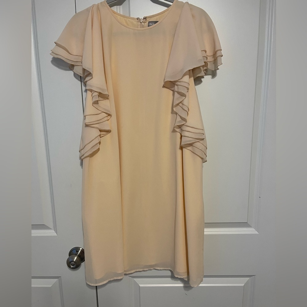 ASOS Ruffle Mini Shift Dress Peach - Picture 2 of 5